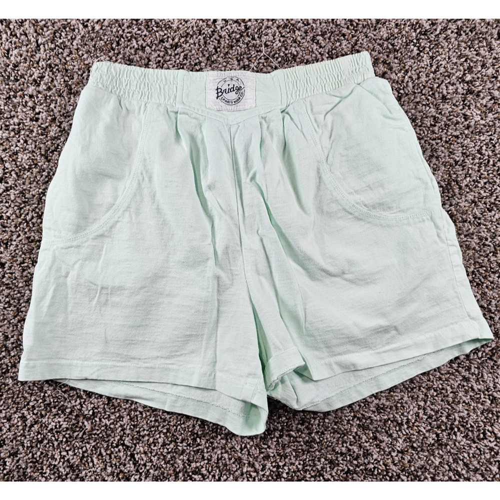 Vintage 1980s Bridge Sportswear Womens Sz L Athletic Shorts Mint Blue Green